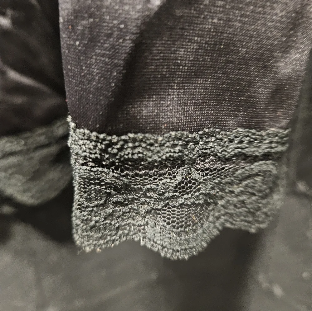 VTG Deena Lingerie Black Satin Lace Trim Slip Skirt - Size M